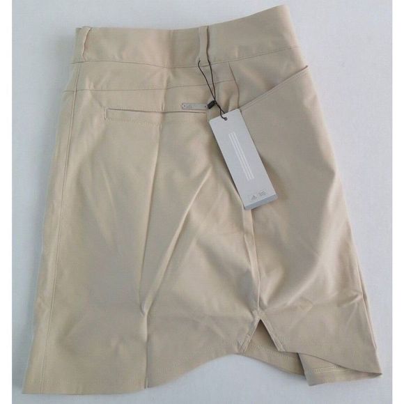adidas AE8935 Women's Sz 4 Khaki 3 Stripe Stretch Golf/Tennis Skort $70 - Picture 4 of 6